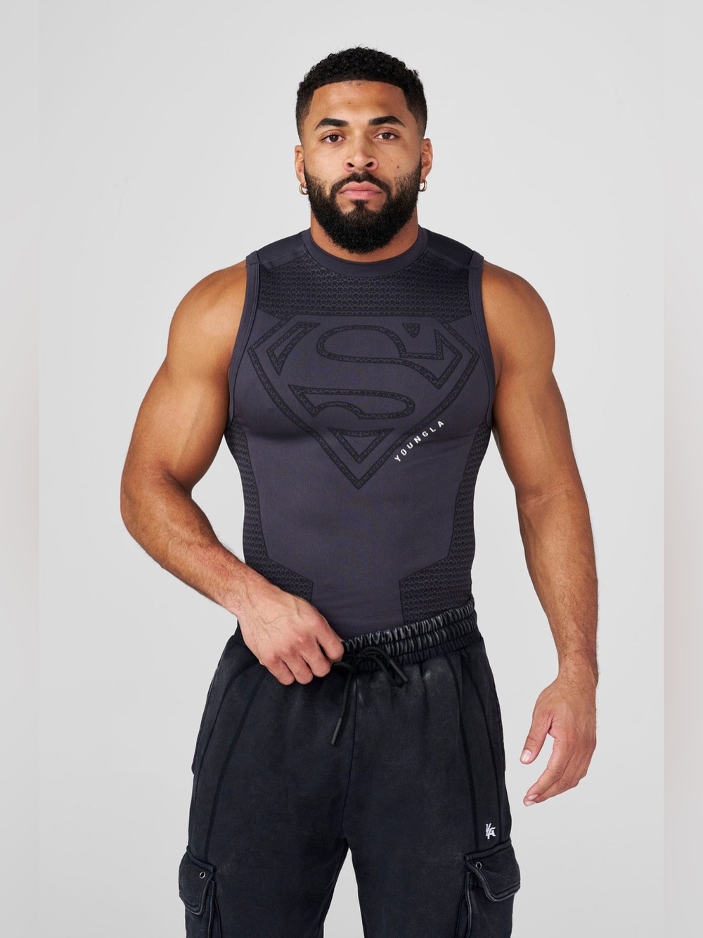 YoungLA Black Superman Sleeveless Athletic Tank